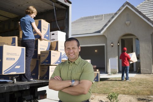 Prepared moving boxes and furniture for a local Ratcliff relocation